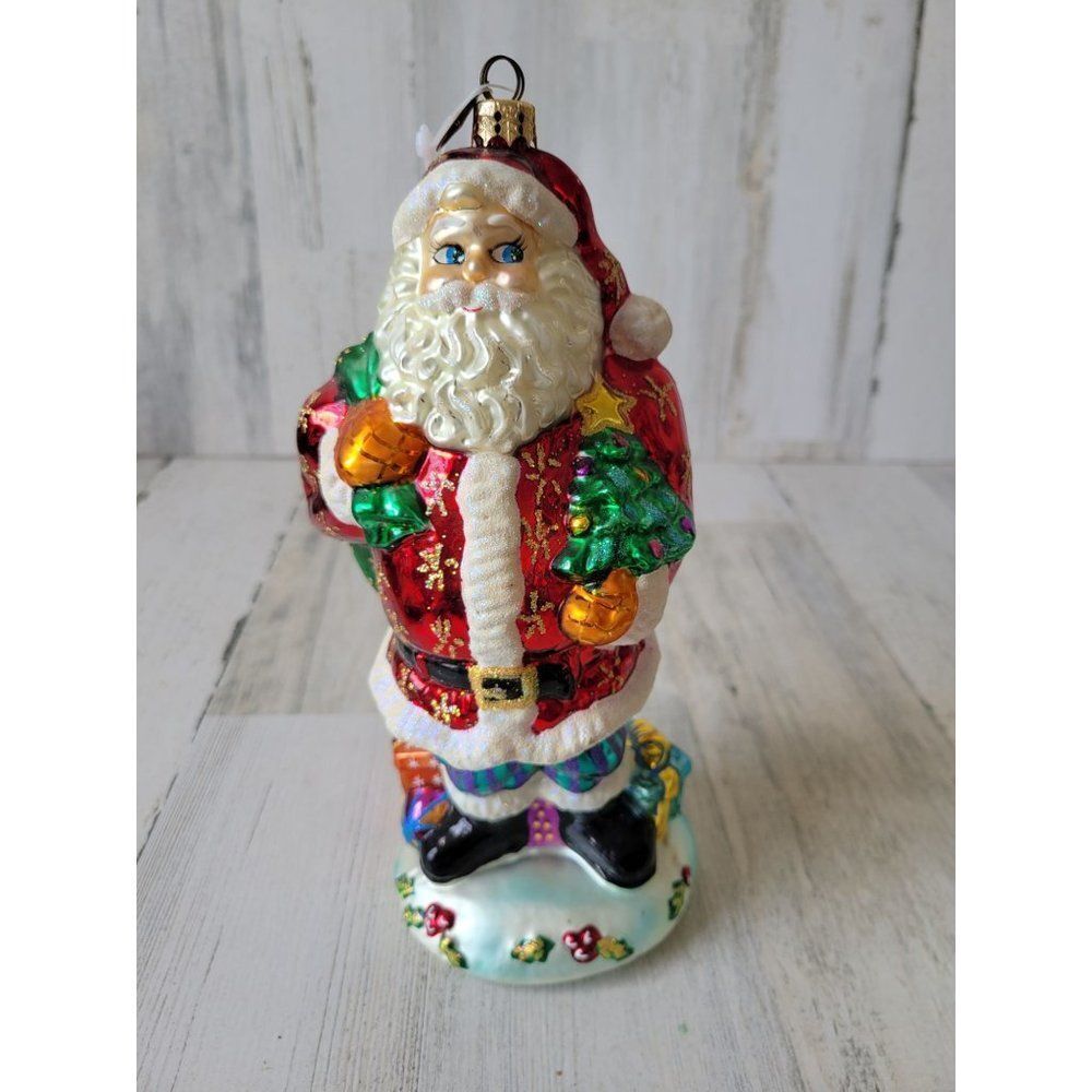 Radko large Santa ornament‎ presents tree vintage toys bag presents